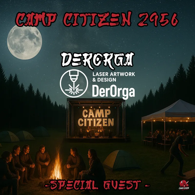 Ankündigungsgrafik derOrga, Laser Artwork & Design, Camp Citizen Special Guest